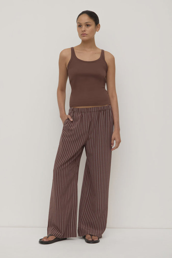Zayla Silk Stripe Pant - Cream/Espresso