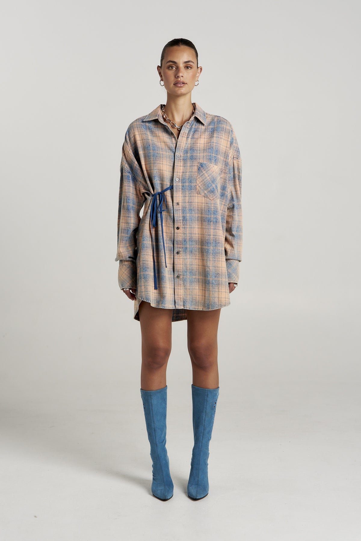 Pip Shirt Dress Aperol Check