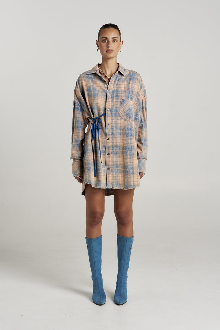 Pip Shirt Dress Aperol Check