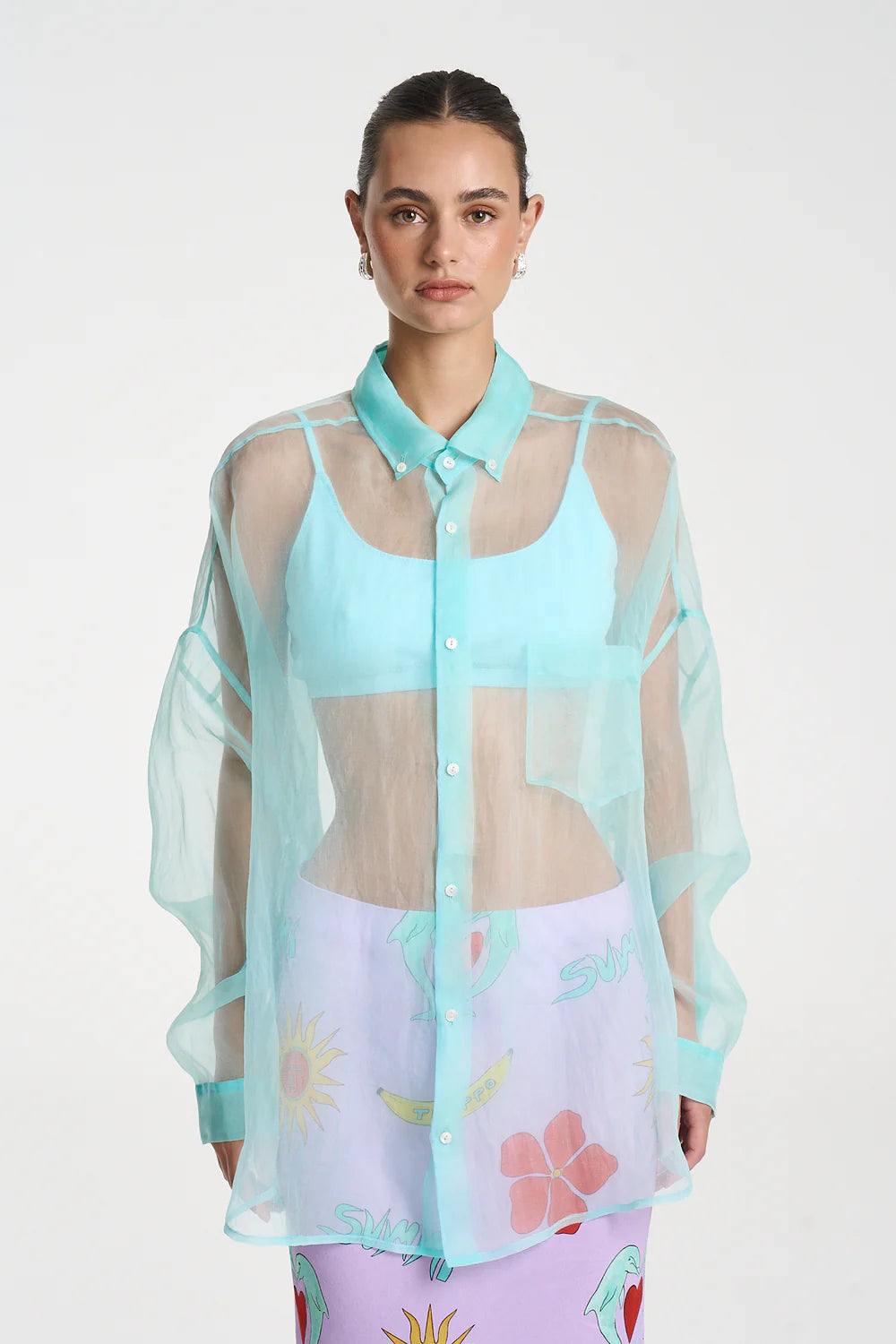 Mercurio Silk Shirt - Aqua