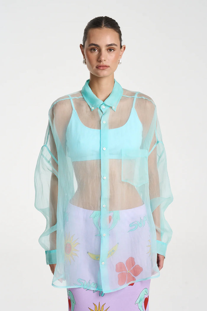 Mercurio Silk Shirt - Aqua
