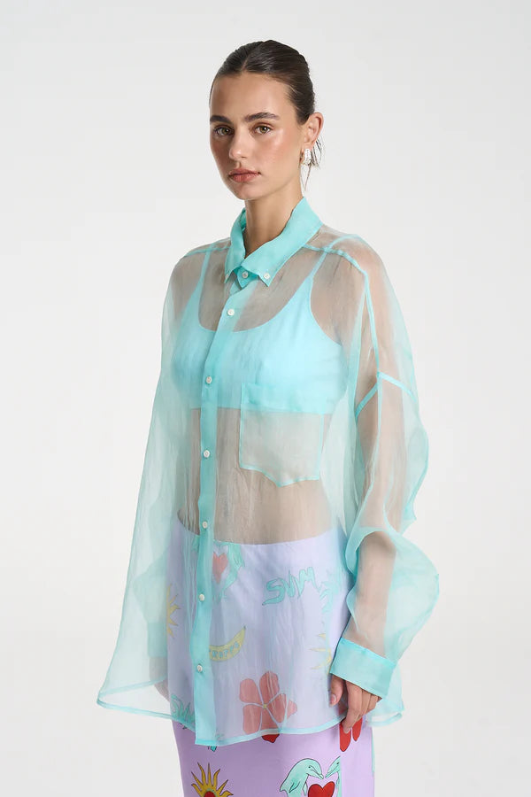 Mercurio Silk Shirt - Aqua