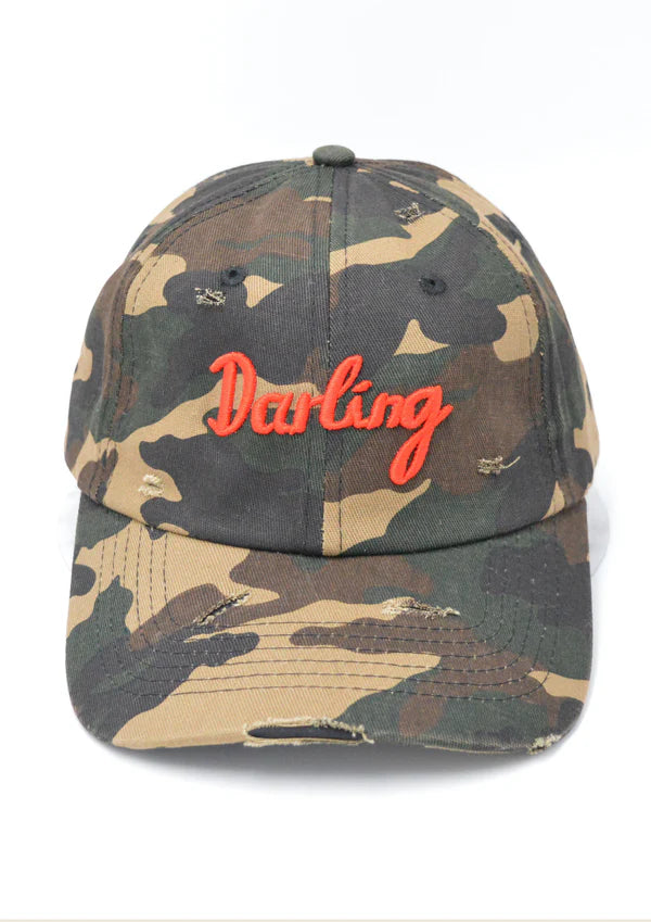 Distressed Camo Cap - Darling