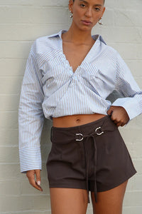 ASUN SHIRT - BLUE / BROWN