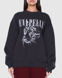 Mila Oversized Sweater Vintage Black Cheetah