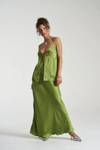 MAXI BIAS SKIRT - Moss