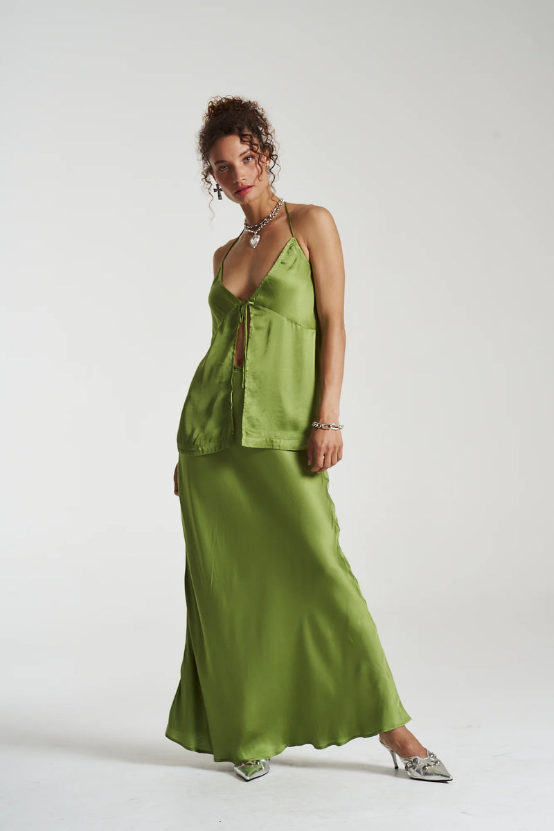 MAXI BIAS SKIRT - Moss