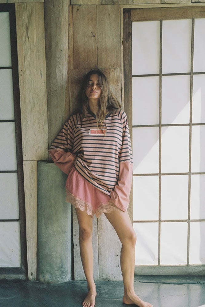 DOUBLE TROUBLE LS TEE - PINK