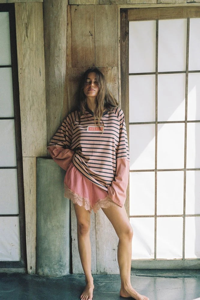 DOUBLE TROUBLE LS TEE - PINK