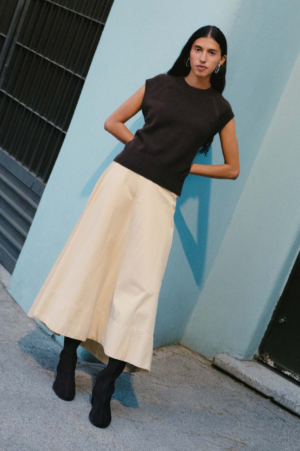 Anouk Midi Skirt - Khaki