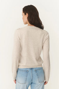 Emaline Stud Merino Knit Top -  Oat