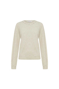 Emaline Stud Merino Knit Top -  Oat