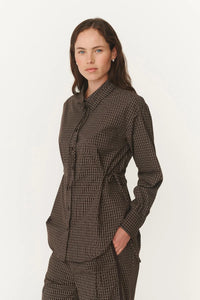 Frankie Tie Long Sleeve Shirt - Cocoa Check