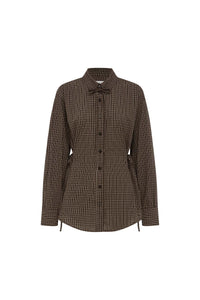 Frankie Tie Long Sleeve Shirt - Cocoa Check