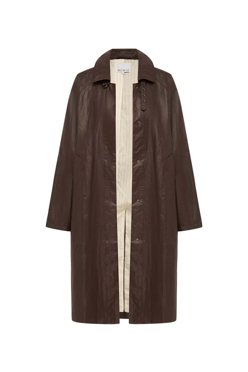 Marlow Coated Trench Coat - Umber