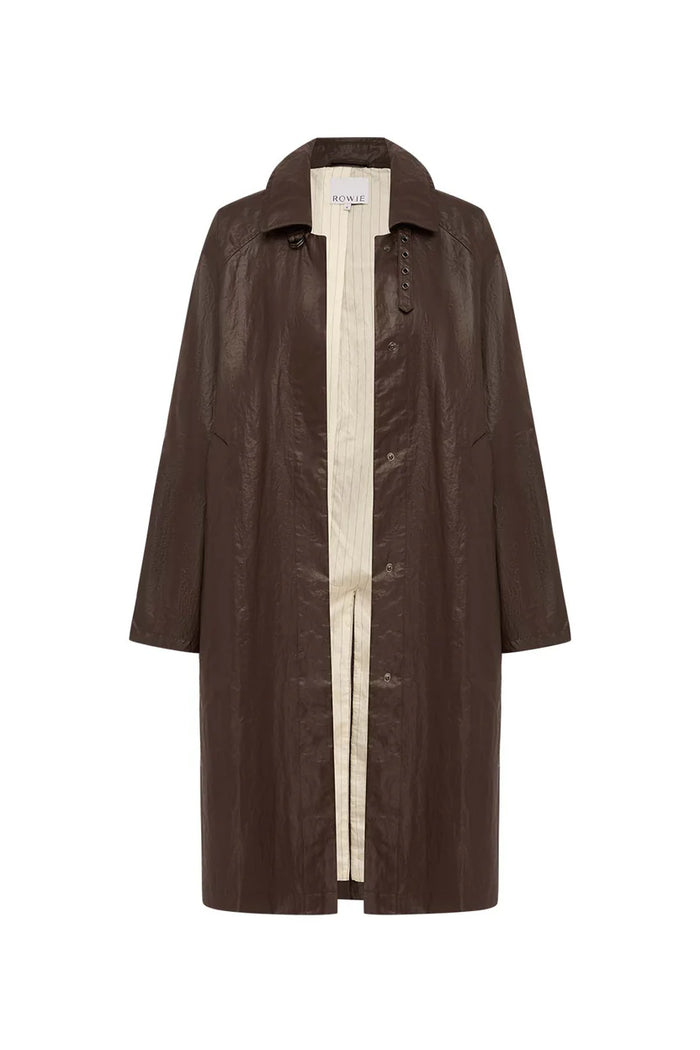 Marlow Coated Trench Coat - Umber