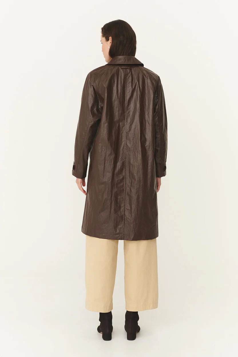 Marlow Coated Trench Coat - Umber