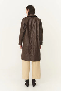 Marlow Coated Trench Coat - Umber