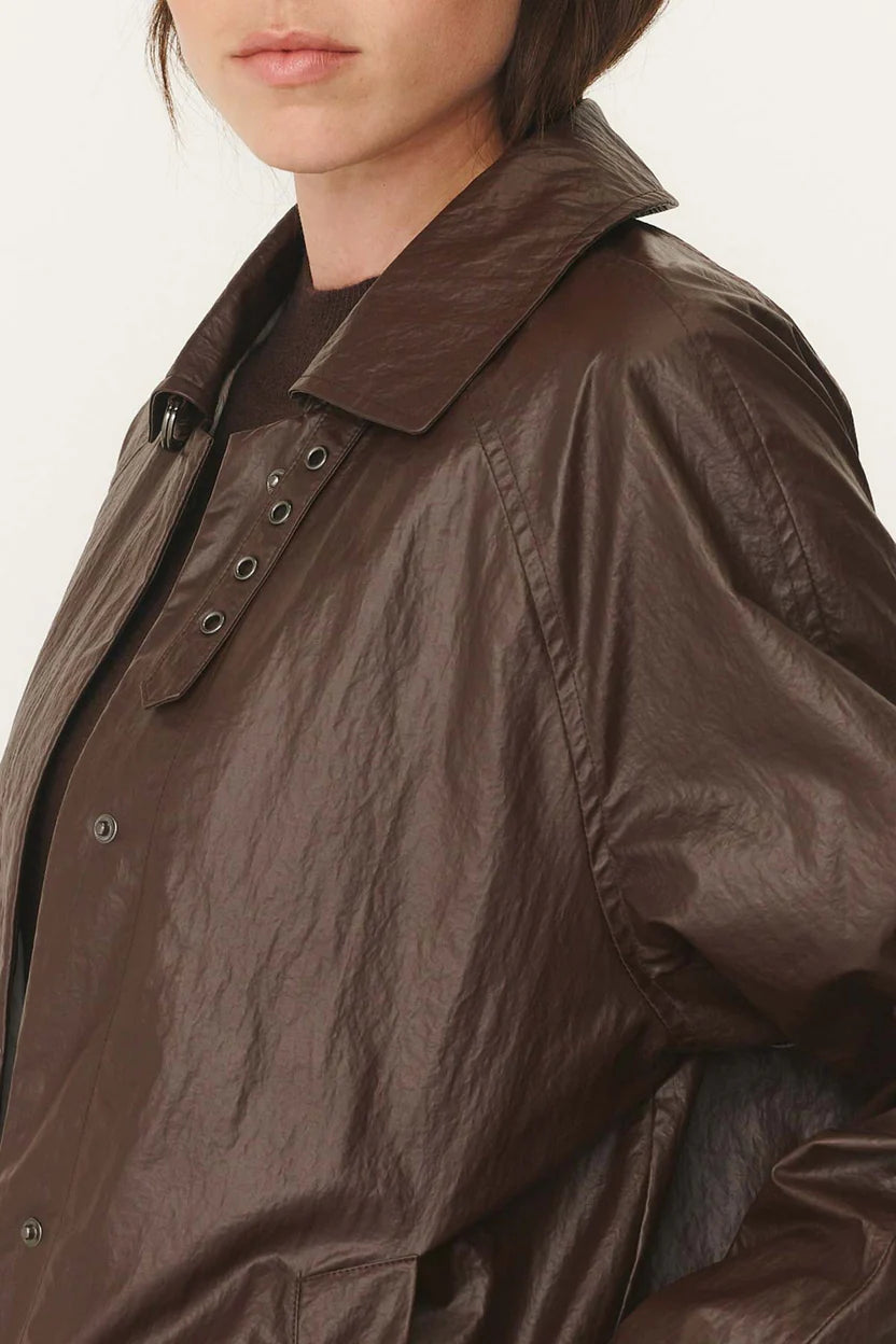 Marlow Coated Trench Coat - Umber