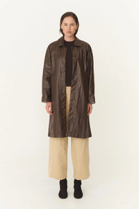 Marlow Coated Trench Coat - Umber