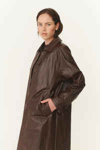 Marlow Coated Trench Coat - Umber