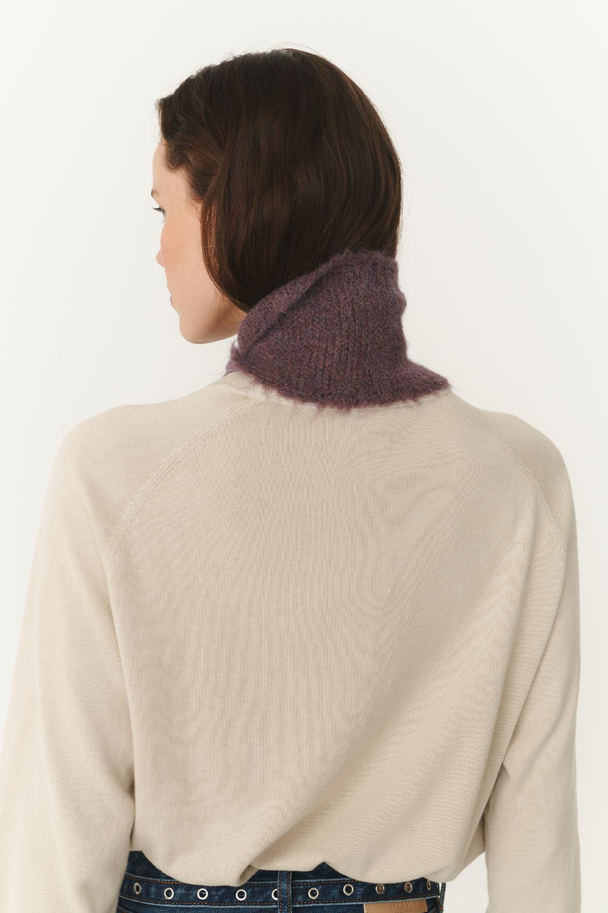 Noa Knit Neckerchief Scarf - Aubergine