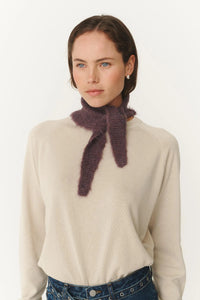 Noa Knit Neckerchief Scarf - Aubergine
