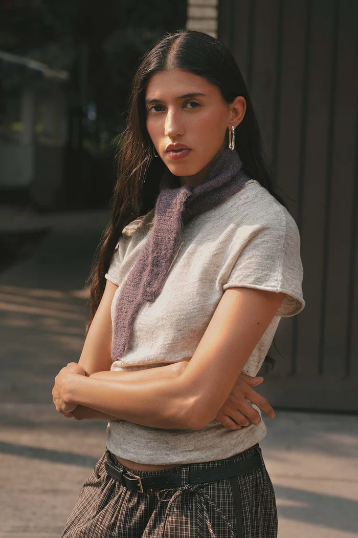 Noa Knit Neckerchief Scarf - Aubergine