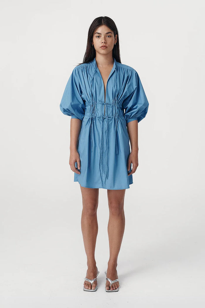 Piper Organic Mini Dress - Cerulean