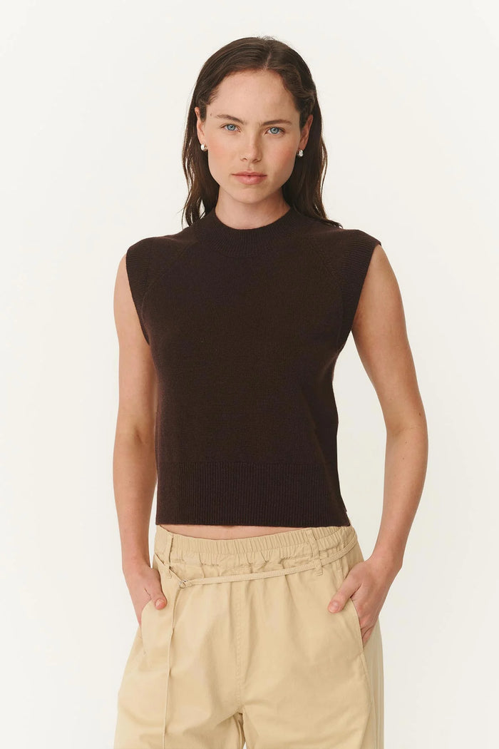Quinn Merino Knit Vest - Dark Cacao