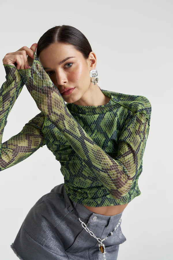 MESH LS ROUCHED SKIVVY - VIPER