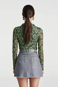 MESH LS ROUCHED SKIVVY - VIPER
