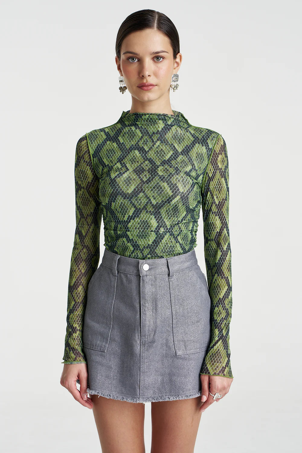 MESH LS ROUCHED SKIVVY - VIPER