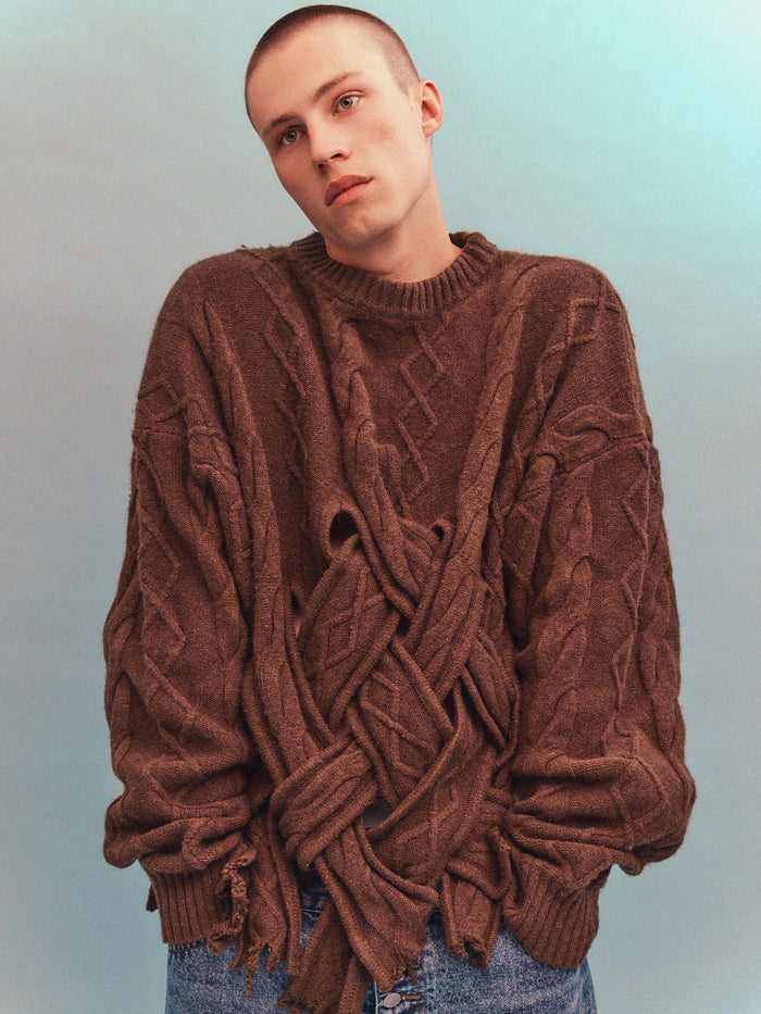 MENS RUE SWEATER DARK BROWN