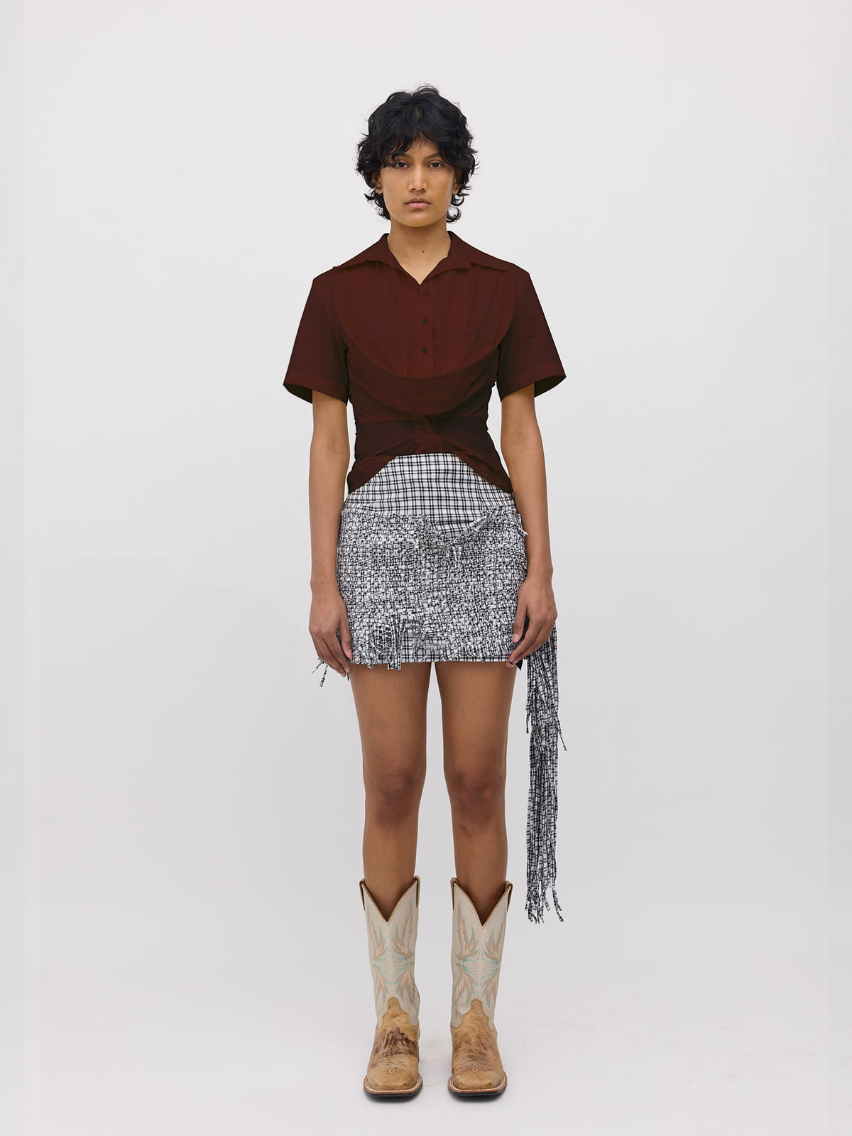 Corrine Mini Skirt - Black/White Check