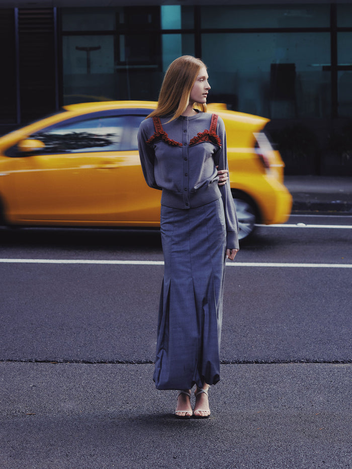 Chloe Wool Cardigan - Slate Grey