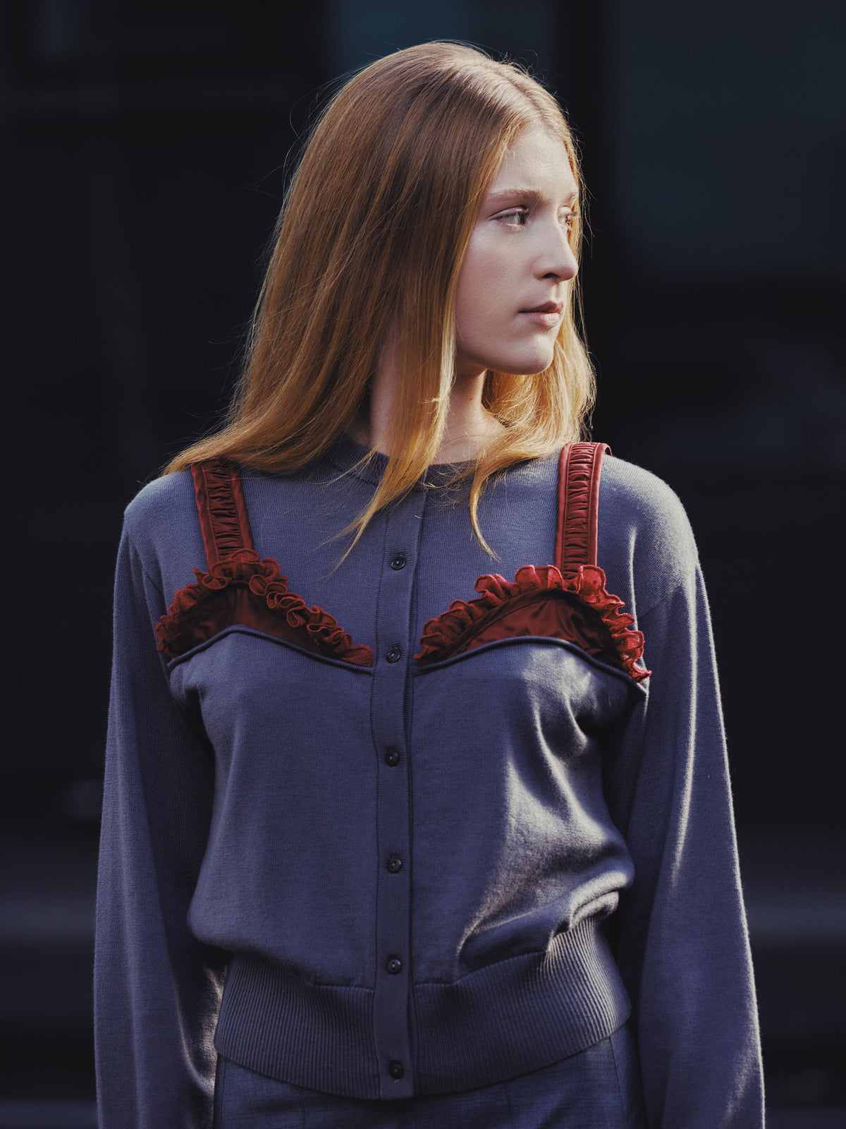 Chloe Wool Cardigan - Slate Grey