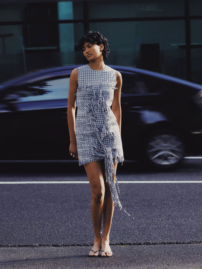 Corinne Mini Dress - Black/White Check