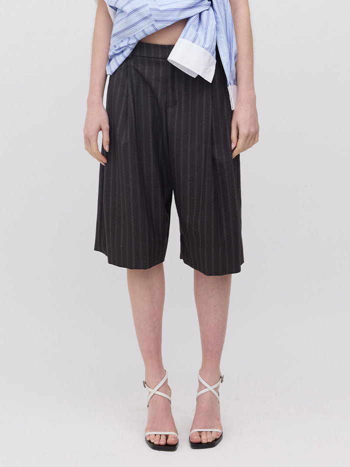 Charlie Shorts - Charcoal Thin Stripe