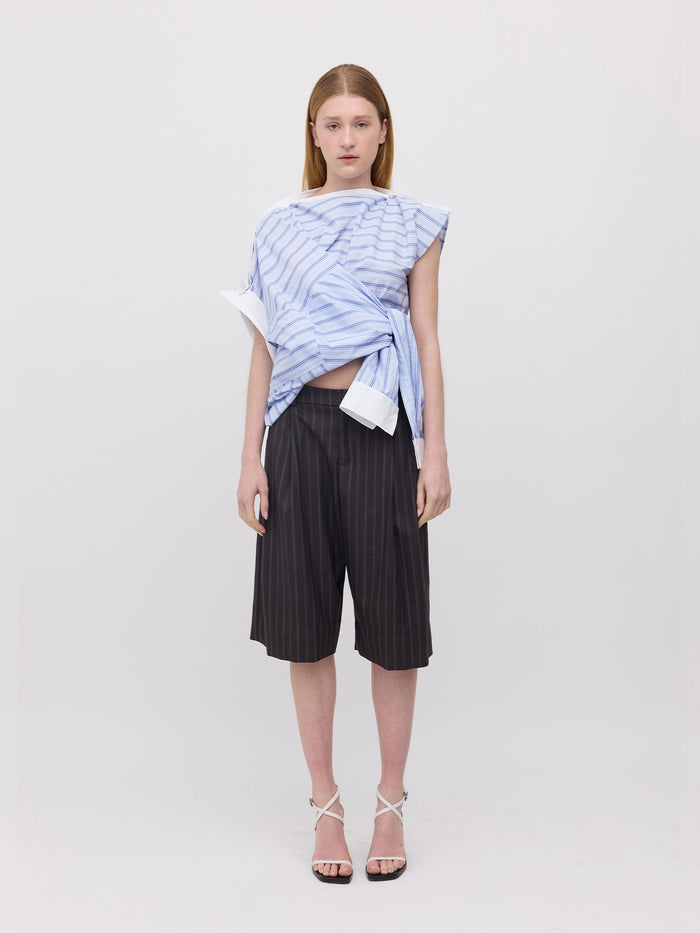 Charlie Shorts - Charcoal Thin Stripe